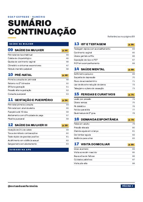 Página da apostila: Sumário — continuação