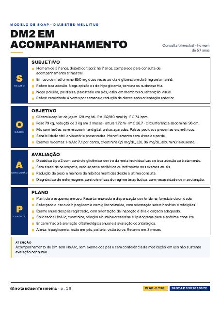 Página interna: modelo SOAP de diabetes mellitus